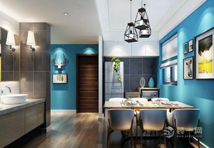 藍(lán)白搭配時尚家居 合肥裝修公司薦89平米簡約效果圖